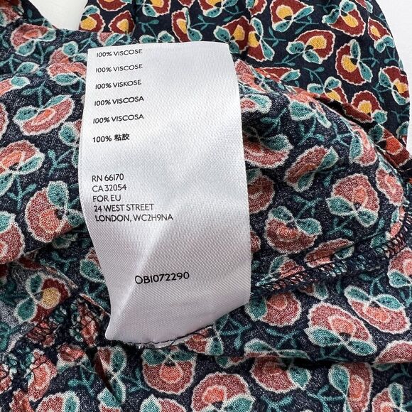 MAEVE Anthropologie Flounced Peasant Janie Blouse Top Shirt Floral Navy Button 6 - Picture 6 of 10